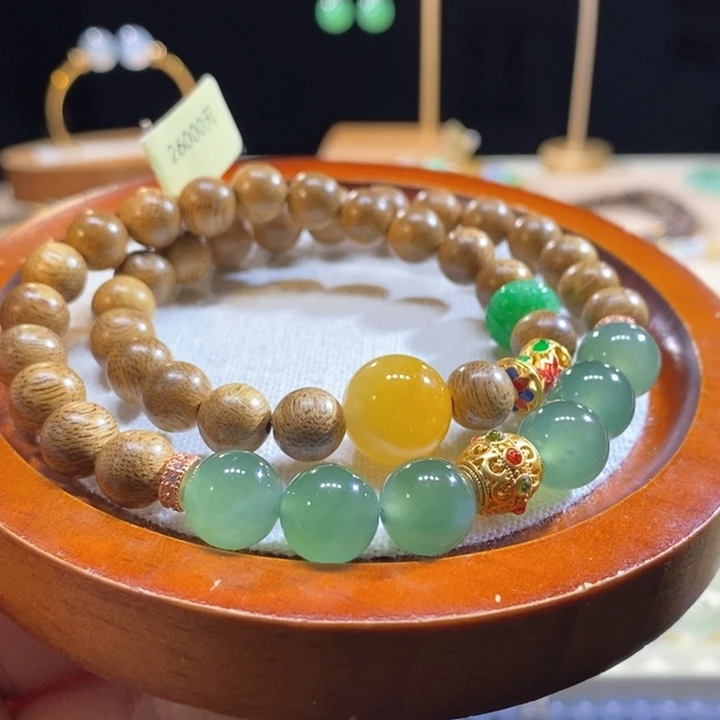 翡翠未镶嵌颈饰翡翠特色双圈手串