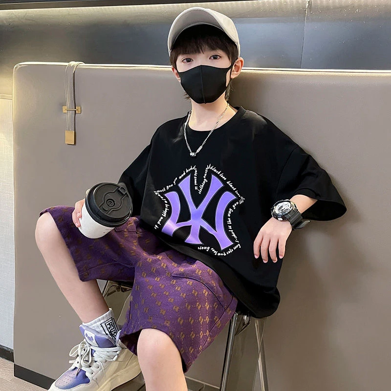 男童夏装套装2025新款时髦中大童运动洋气男孩夏季短袖儿童两件套