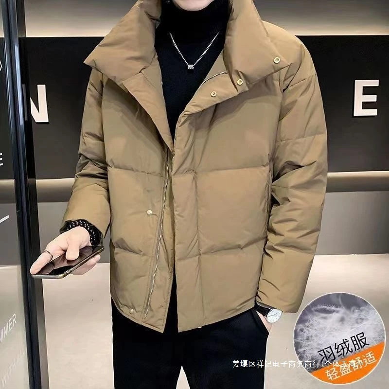 面包羽绒服男士2025年新款潮牌潮流轻薄冬季外套加厚保暖短款立领