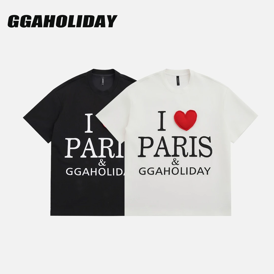 GGAHOLIDAY新款美式时尚宽松休闲潮流印花短袖T恤 153048