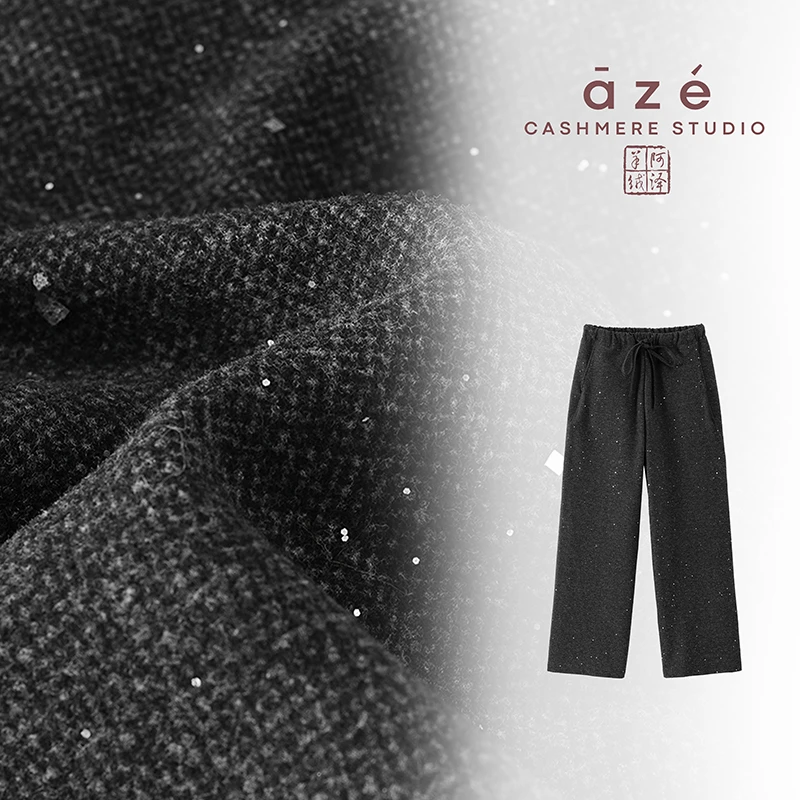 针织直筒时尚休闲百搭黑色加厚裤子LF-1042