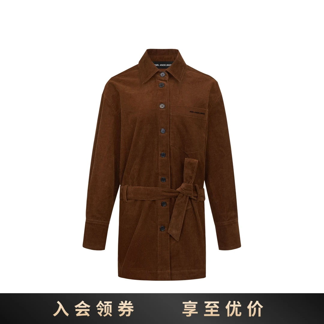 ANN ANDELMAN25秋冬收腰绑带灯芯绒衬衫