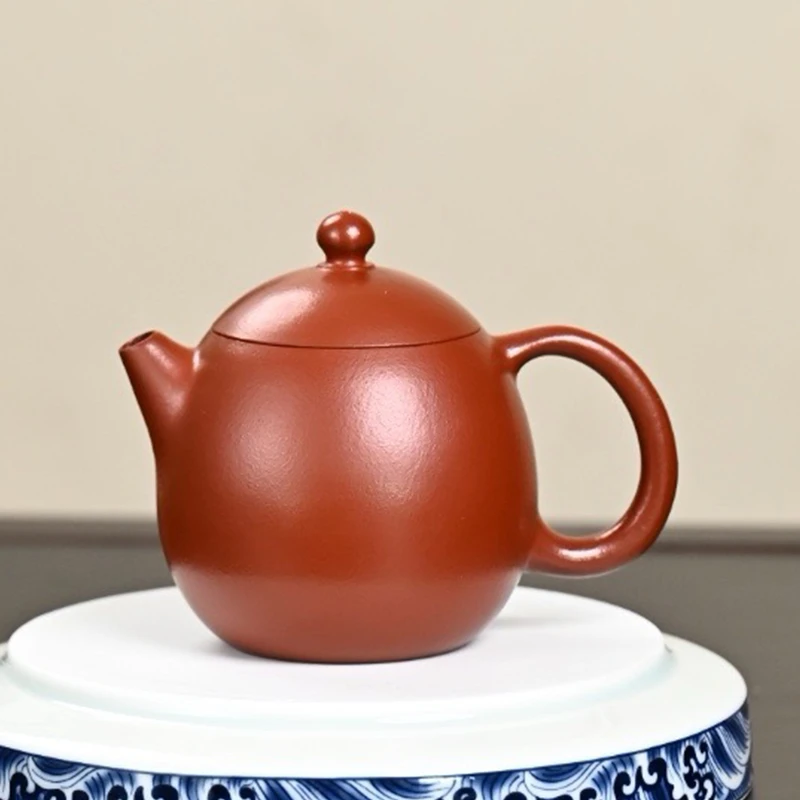 玉颐阁宜兴紫砂壶纯手工茶壶茶具名家原矿皱皮朱泥龙蛋壶220cc