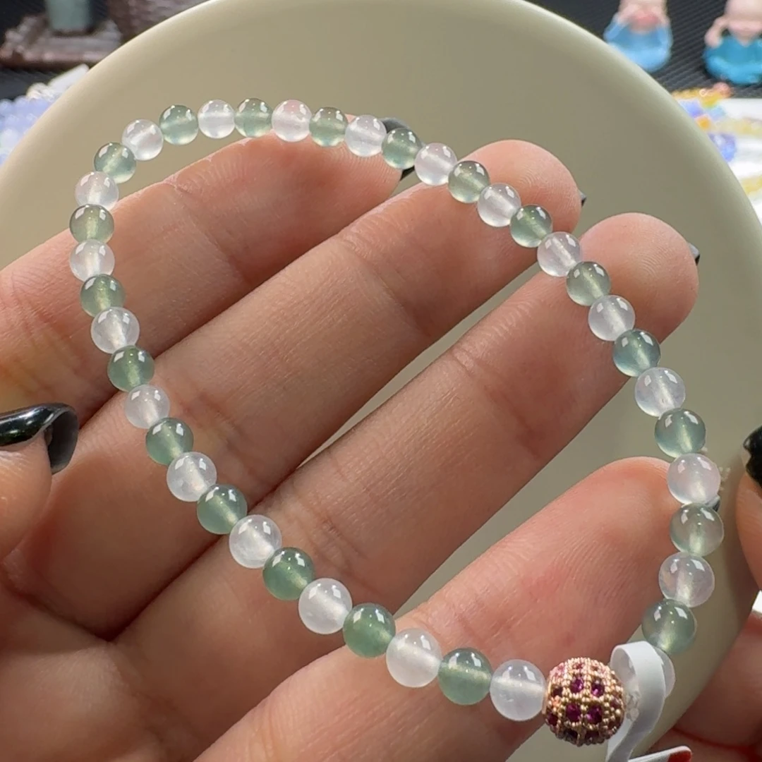 翡翠手链未镶嵌高冰双彩手串卡4.2 大漏！福利！