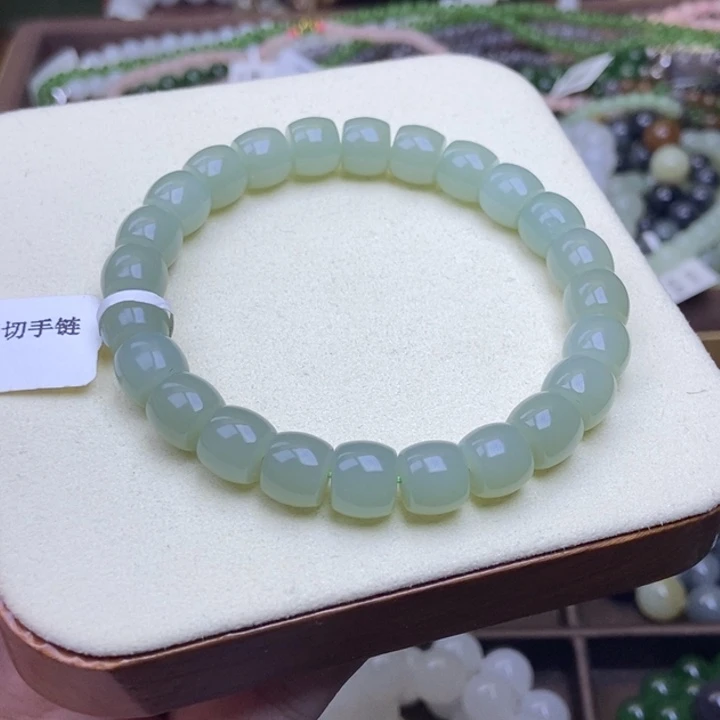 和田玉未镶嵌颈饰且末蓝直切手串9mm