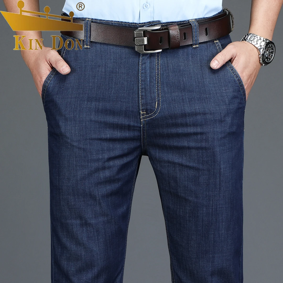 金盾2025春夏新款男士牛仔裤商务休闲直筒宽松弹力白搭免烫牛仔裤