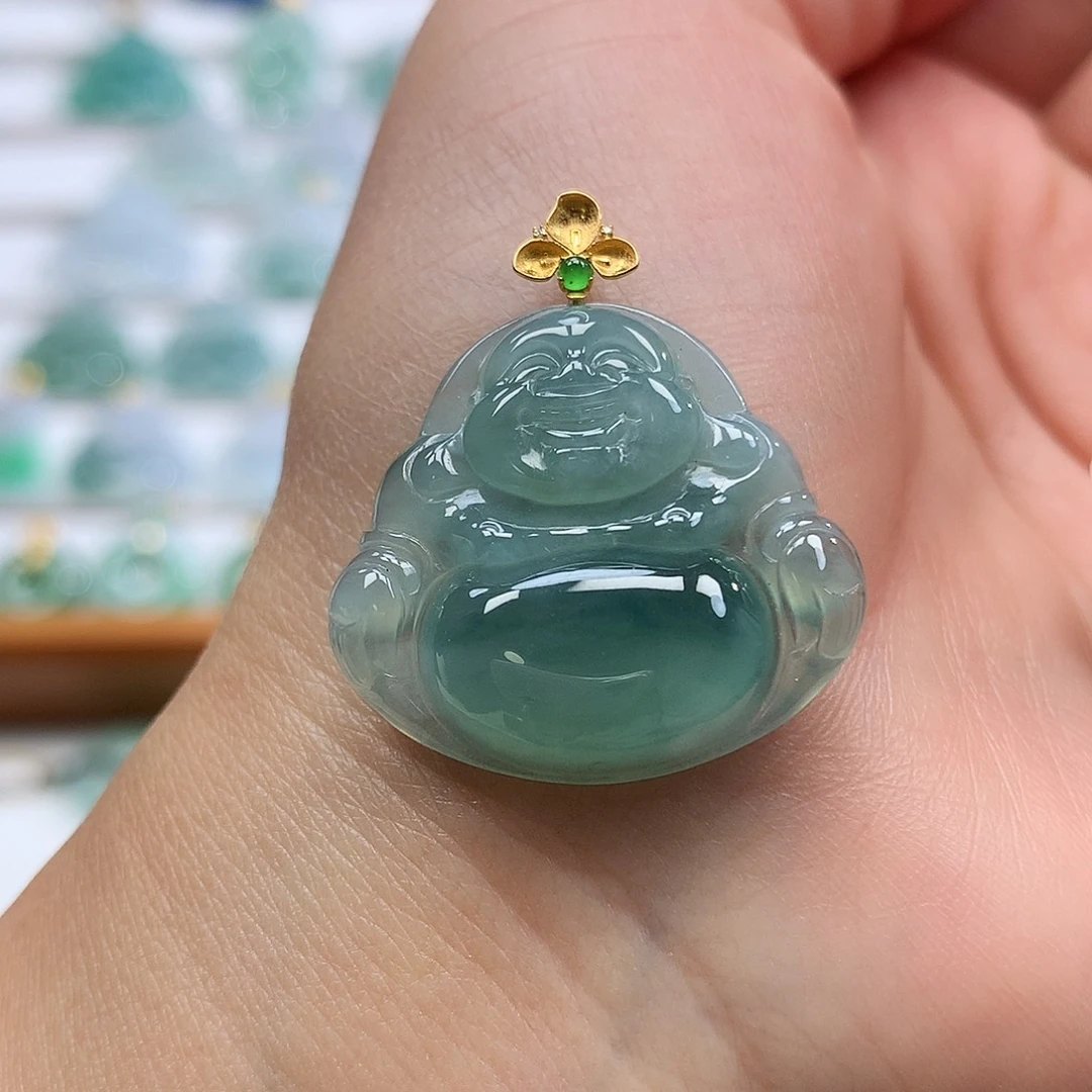 翡翠18K金镶嵌吊坠(赠链)24.8-26.8-5.3