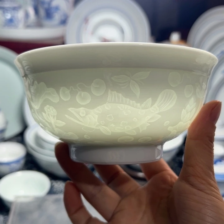 纯白5.5寸年年有鱼饭碗