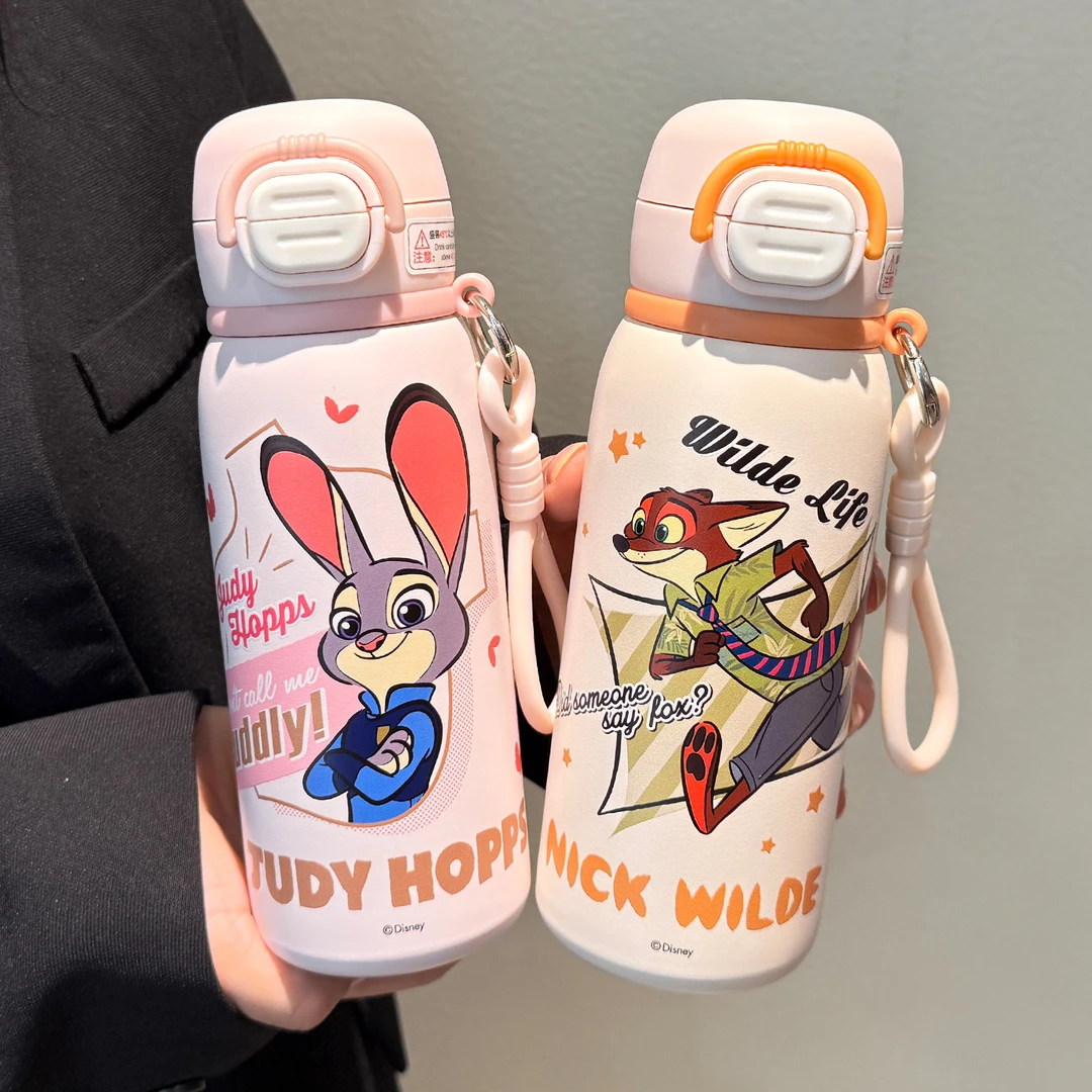 疯狂动物儿童保温杯朱迪尼克水杯男女孩上学专用316不锈钢双饮杯