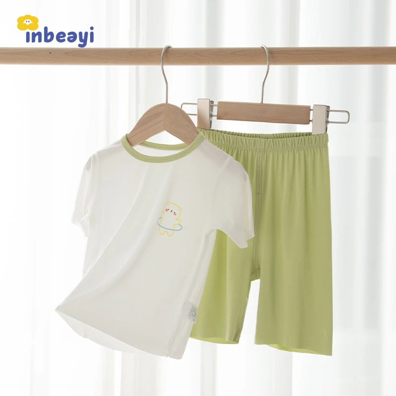婴蓓依儿童夏季短袖套装男女童优可丝家居服睡衣弹力休闲中大童