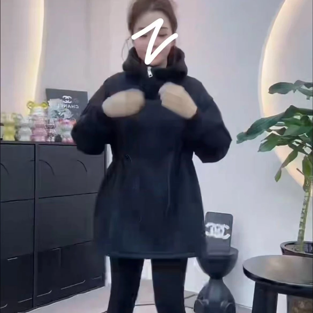 2025新款欧货休闲洋气抽绳设计感大版卫衣连帽显瘦内搭上衣6162