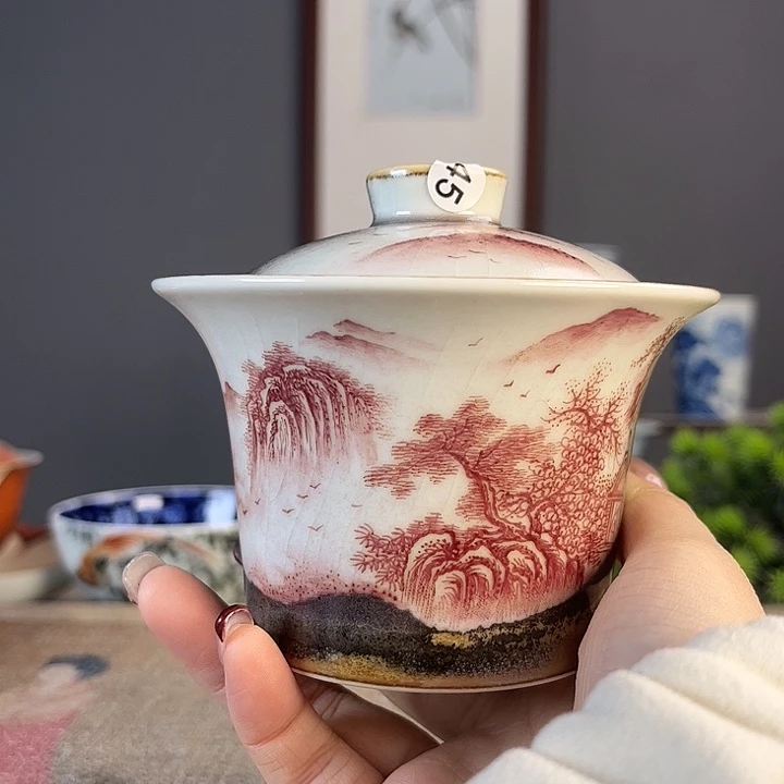 摆件景德柴烧茶杯多人