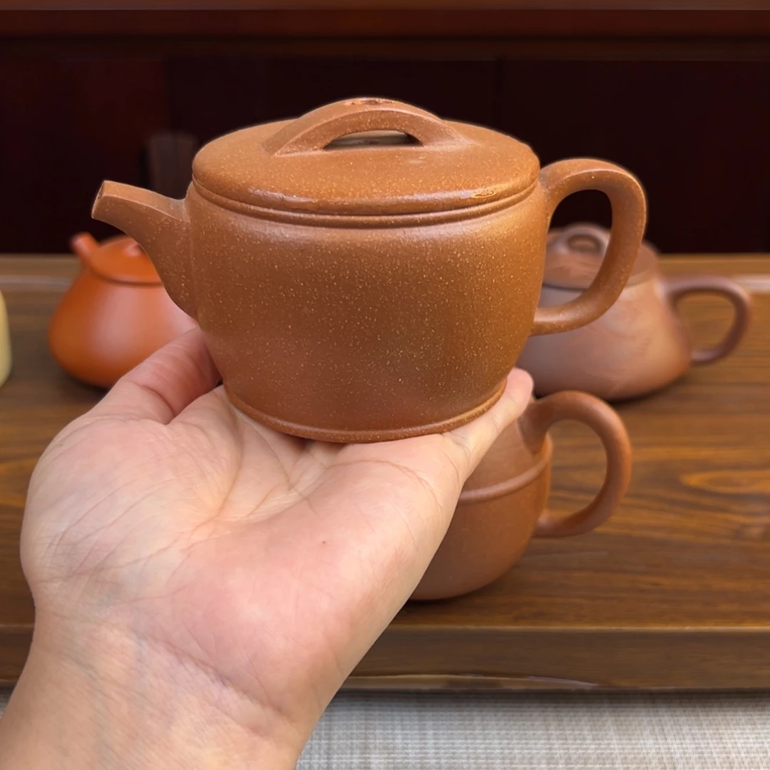 用***1茶壶紫砂黄降坡汉瓦200cc瑕品