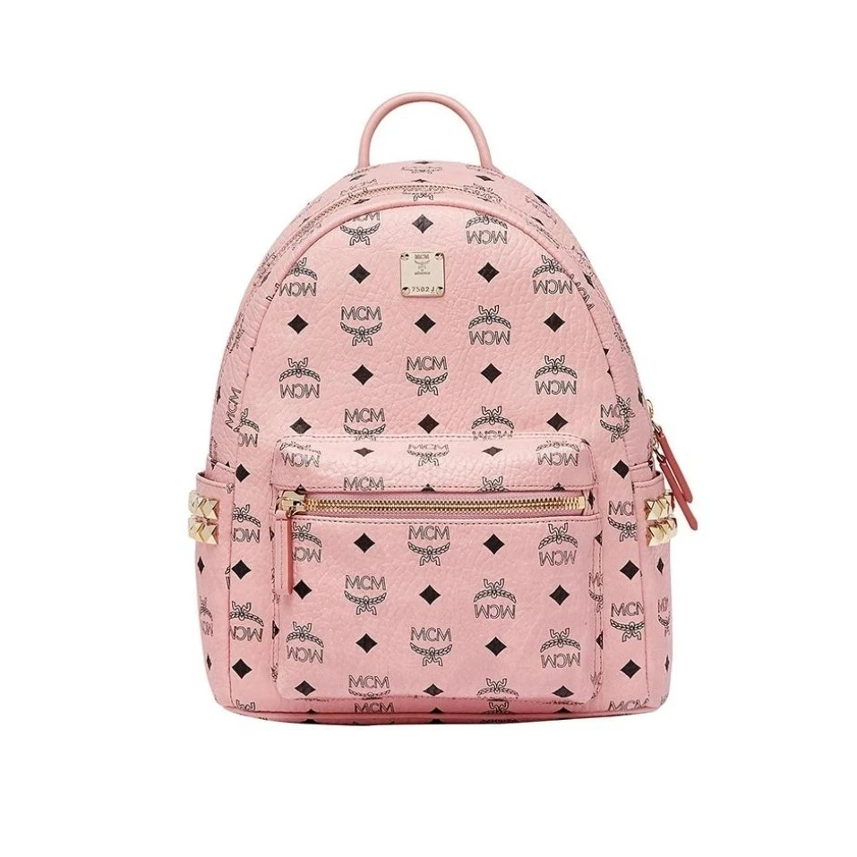 99新 MCM 双肩包小号樱花粉/LX00171