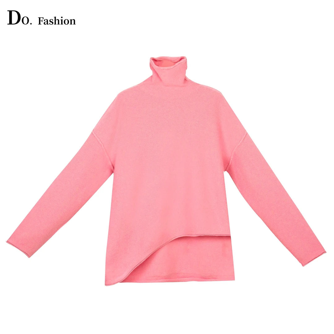 【Do.Fashion欧阳】堆堆领不规则斜摆100羊毛针织毛衫