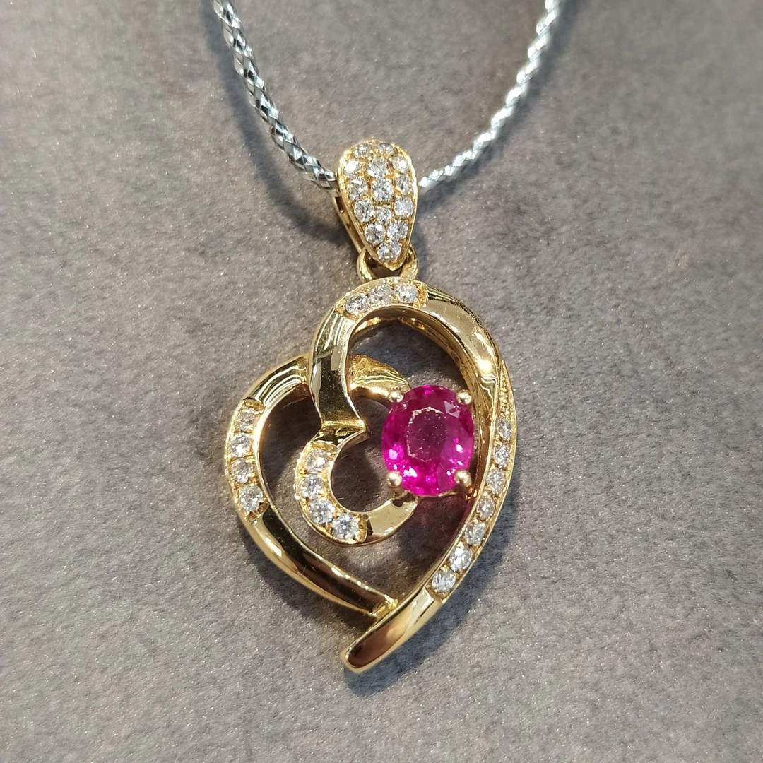 18K金红宝石吊坠0.375ct