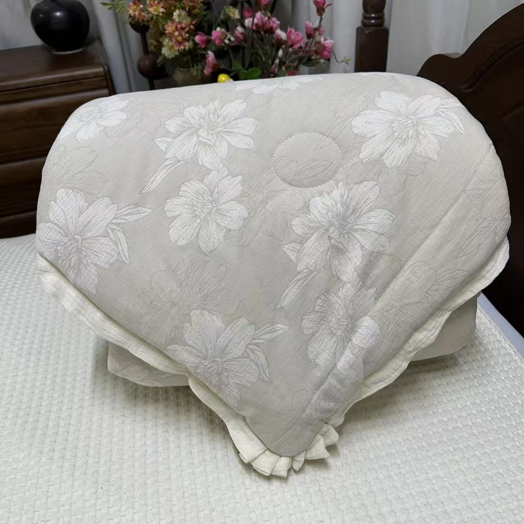 【木耳边】琼花玉蕊-原麻色顶奢四季被2.0*2.3米（5.3斤左右）