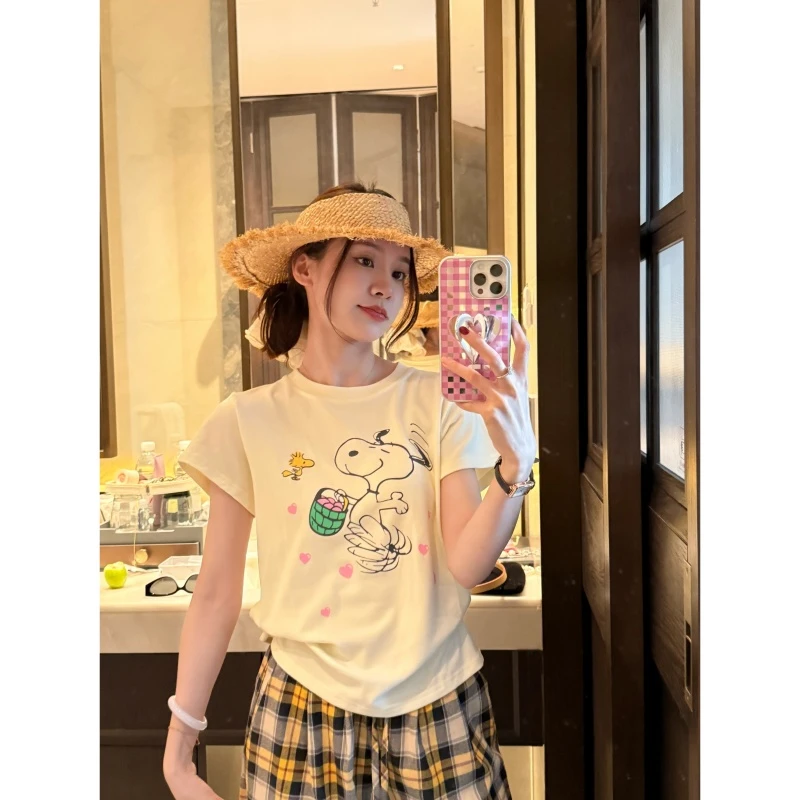 【绿篮子小狗】春夏韩版可爱风宽松印花T恤-DX2025118