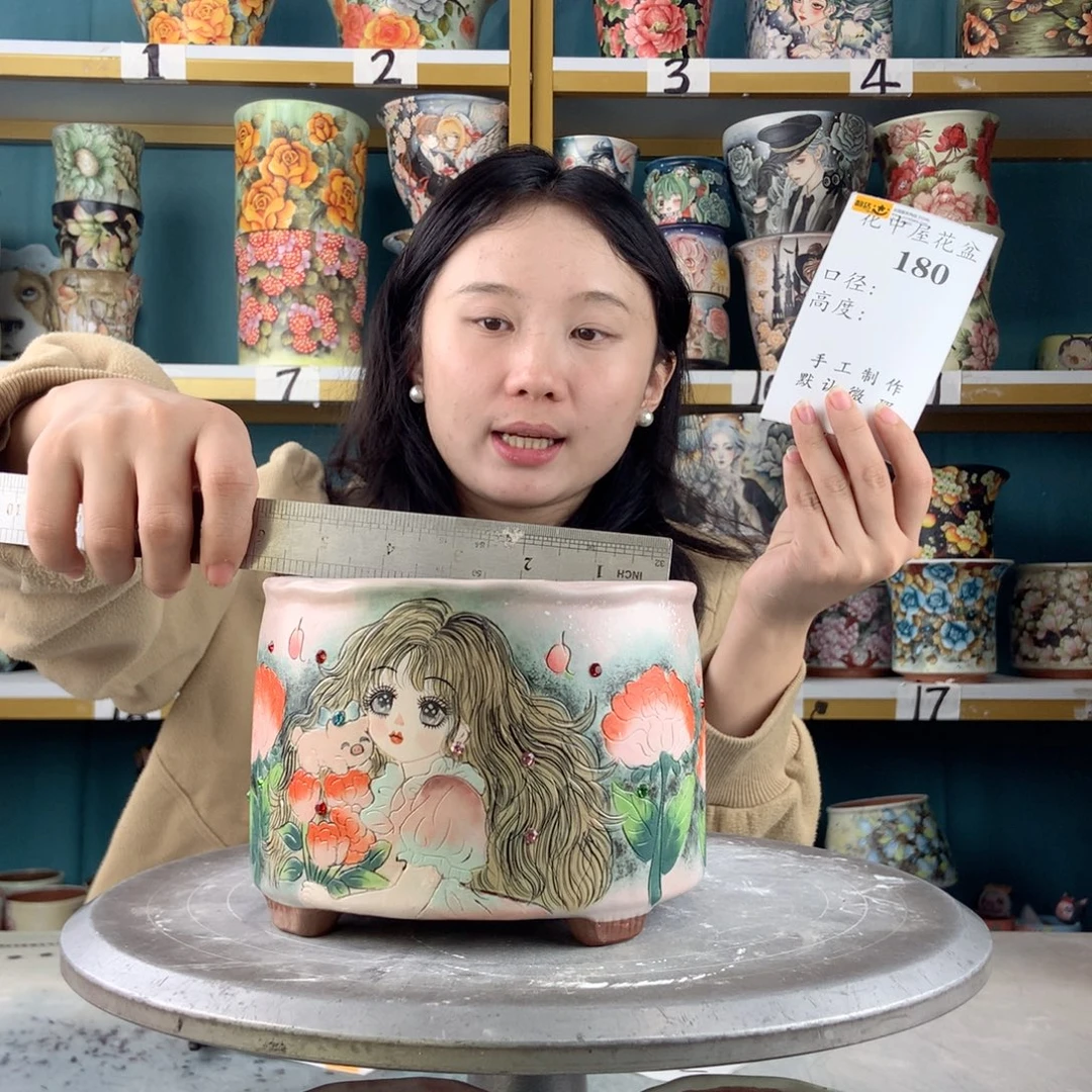 陶景德镇手工花盆180