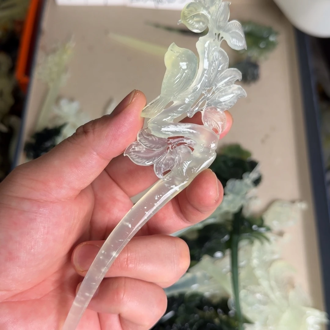 岫玉发饰未镶嵌明君玉簪就是好看