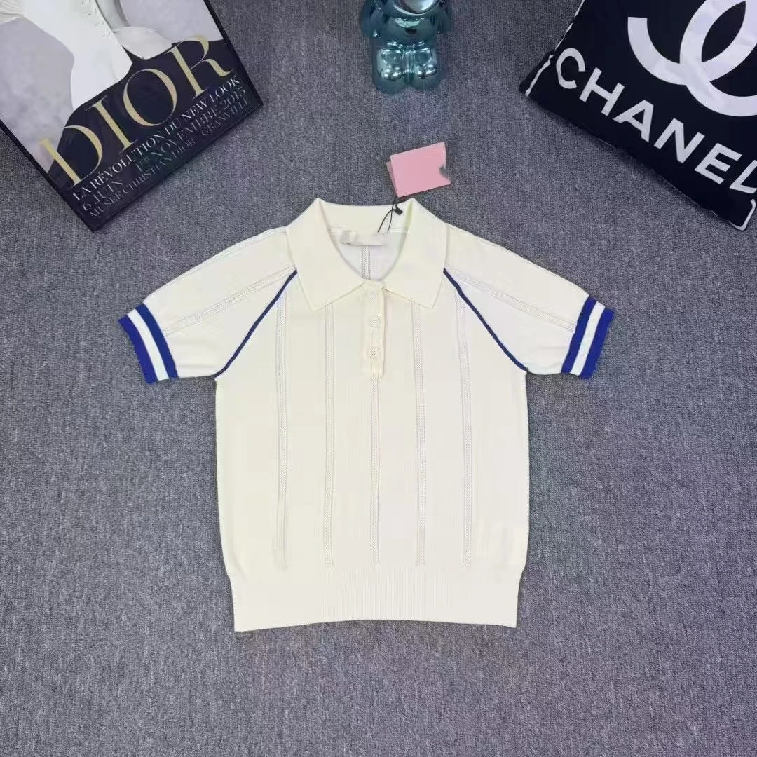 学院风撞色针织polo短袖女