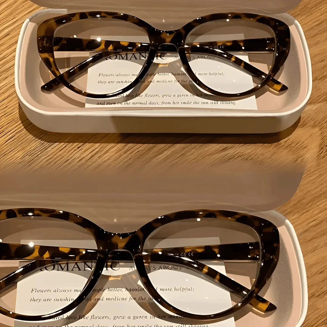 蝶形豹纹猫眼镜框防蓝光素颜神器近视眼镜不挑脸男女百搭网红大框