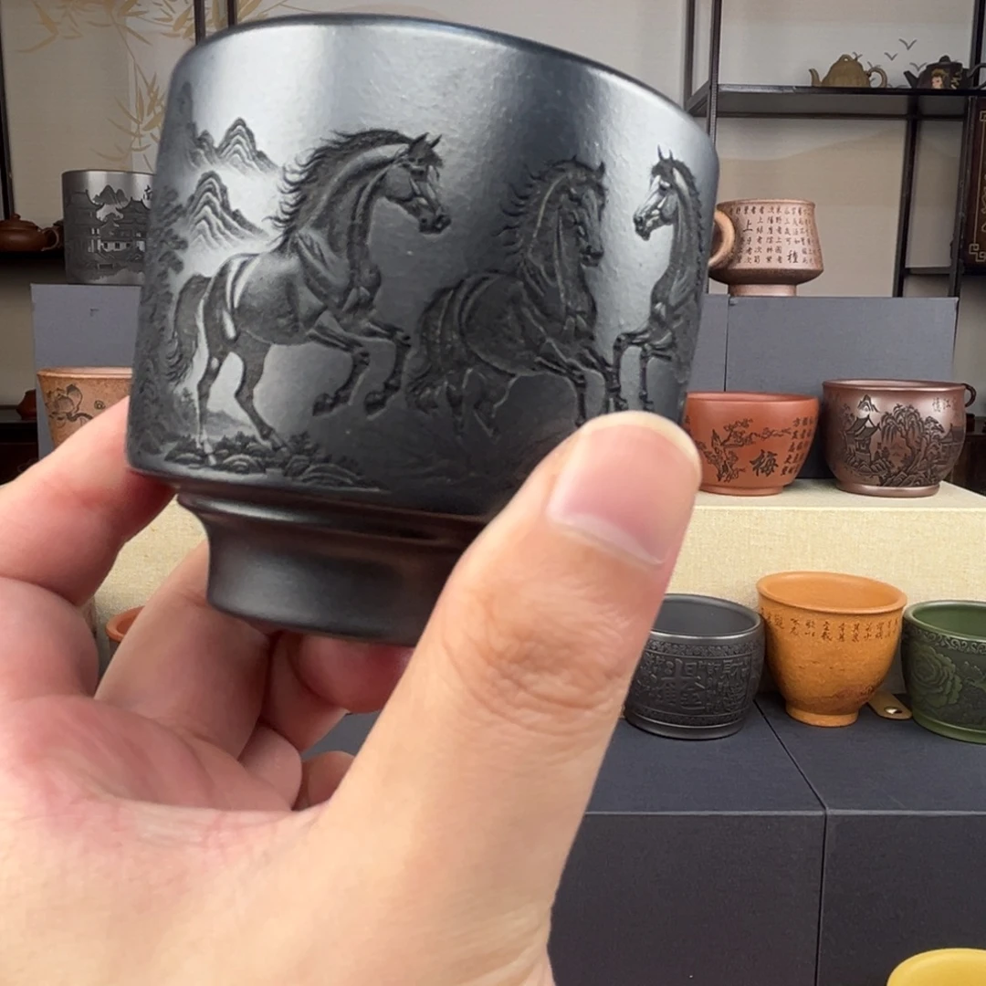 紫砂茶杯全手工紫砂手工杯