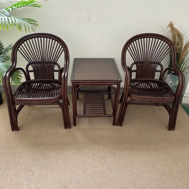 6008家用玛瑙藤椅子餐椅手工办公圈椅靠背椅阳台排条围椅桌椅