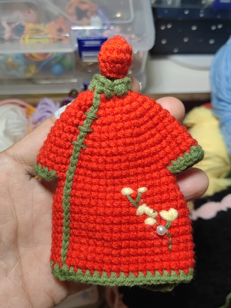 手工钩织创意钥匙包包成品发货红色