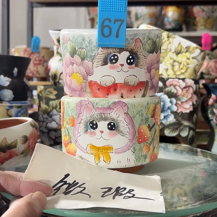 满38包邮 景德镇手绘花盆