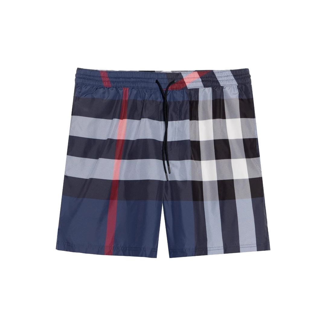 全新未使用 BURBERRY/博柏利 经典蓝色大格纹休闲时尚宽松短裤