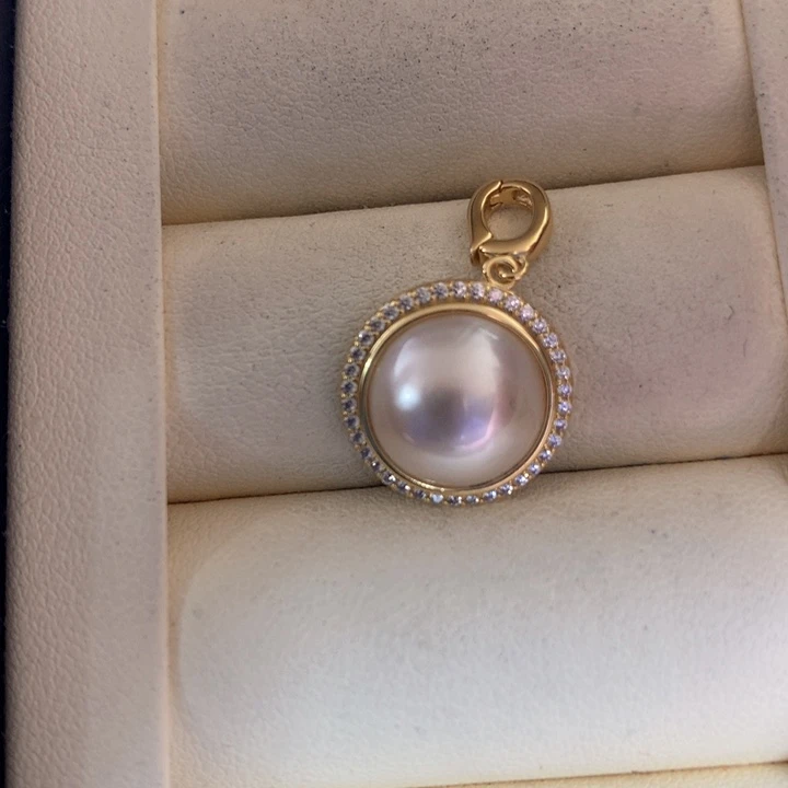 银S925镶嵌颈饰拼合珍珠（马贝珠）