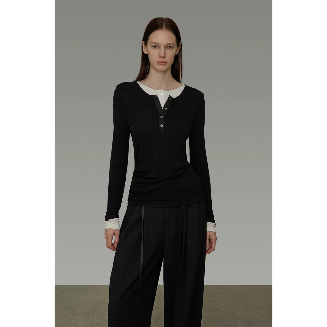 07.27上新【撞色拼接设计 简约不简单】假两件针织衫UQ25S012