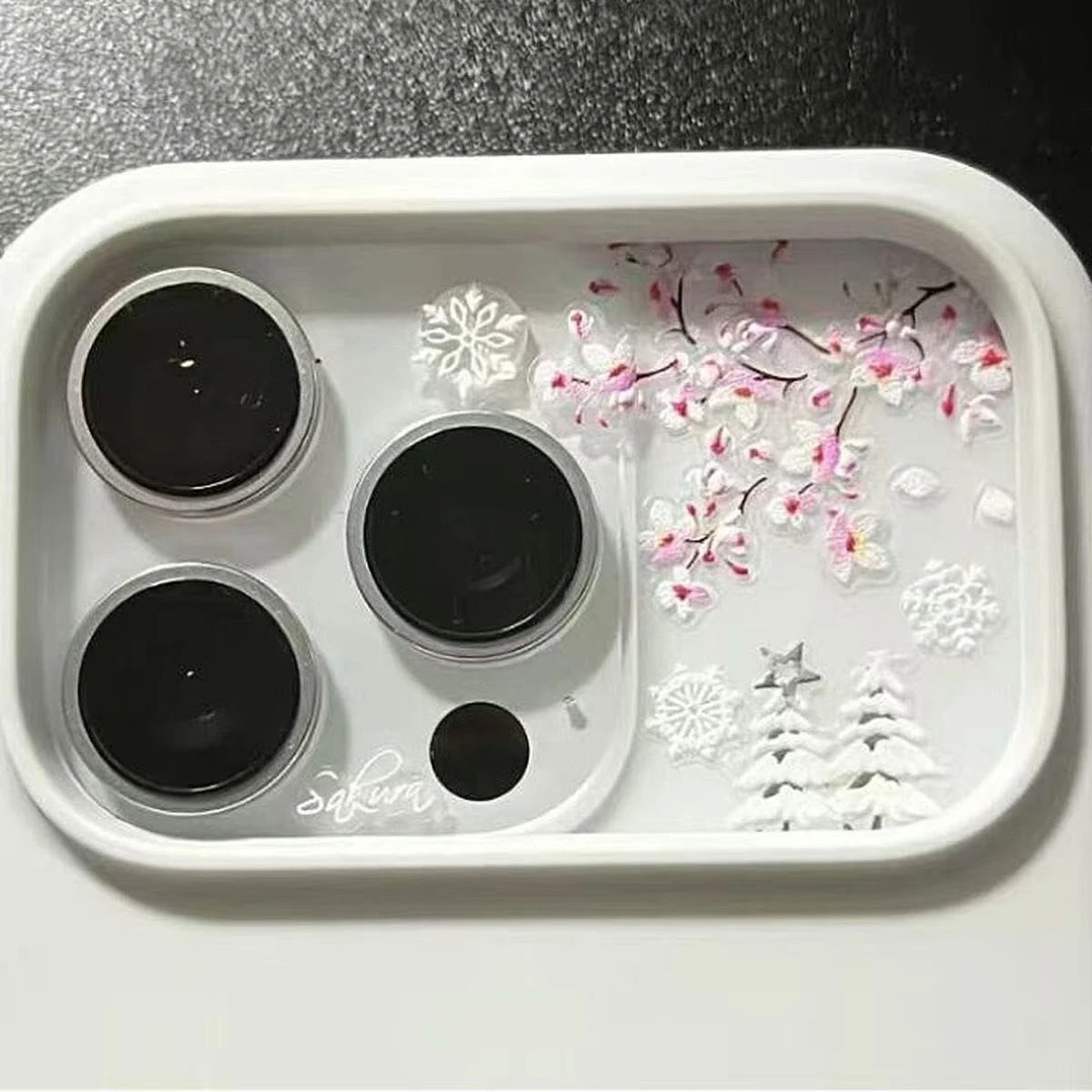 【低价】樱花圣诞树雪花麋鹿手机贴纸立体浮雕3D贴纸汽车内饰贴片