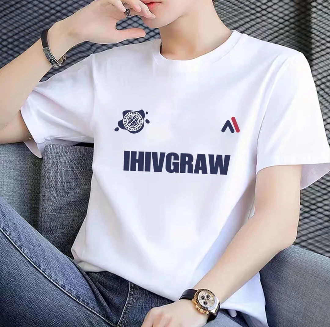 春夏新款纯棉圆领男T恤百搭印花短袖宽松大码半袖情侣装韩版上衣t