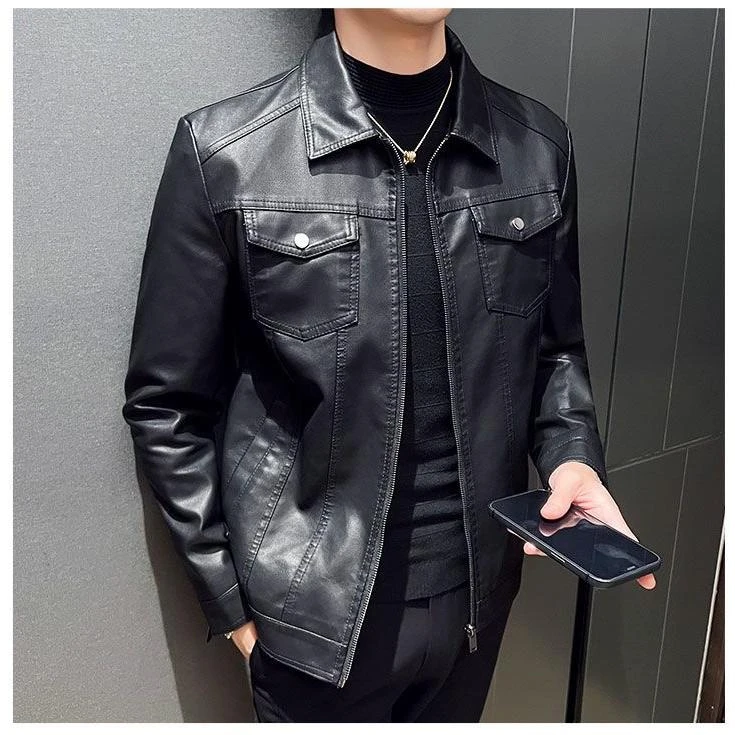 瑕疵库存尾货工装运动风男款皮衣