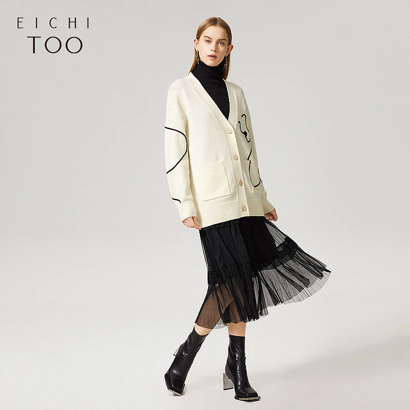 爱居兔针织外套通勤职场宽松针织衫上衣EWZSJ1M002A