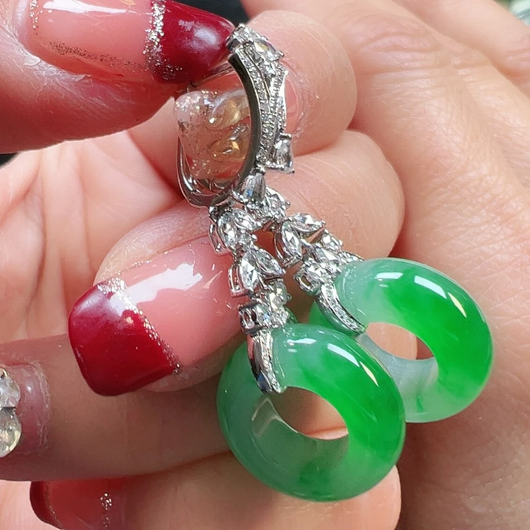 翡翠耳饰18K金镶嵌耳坠