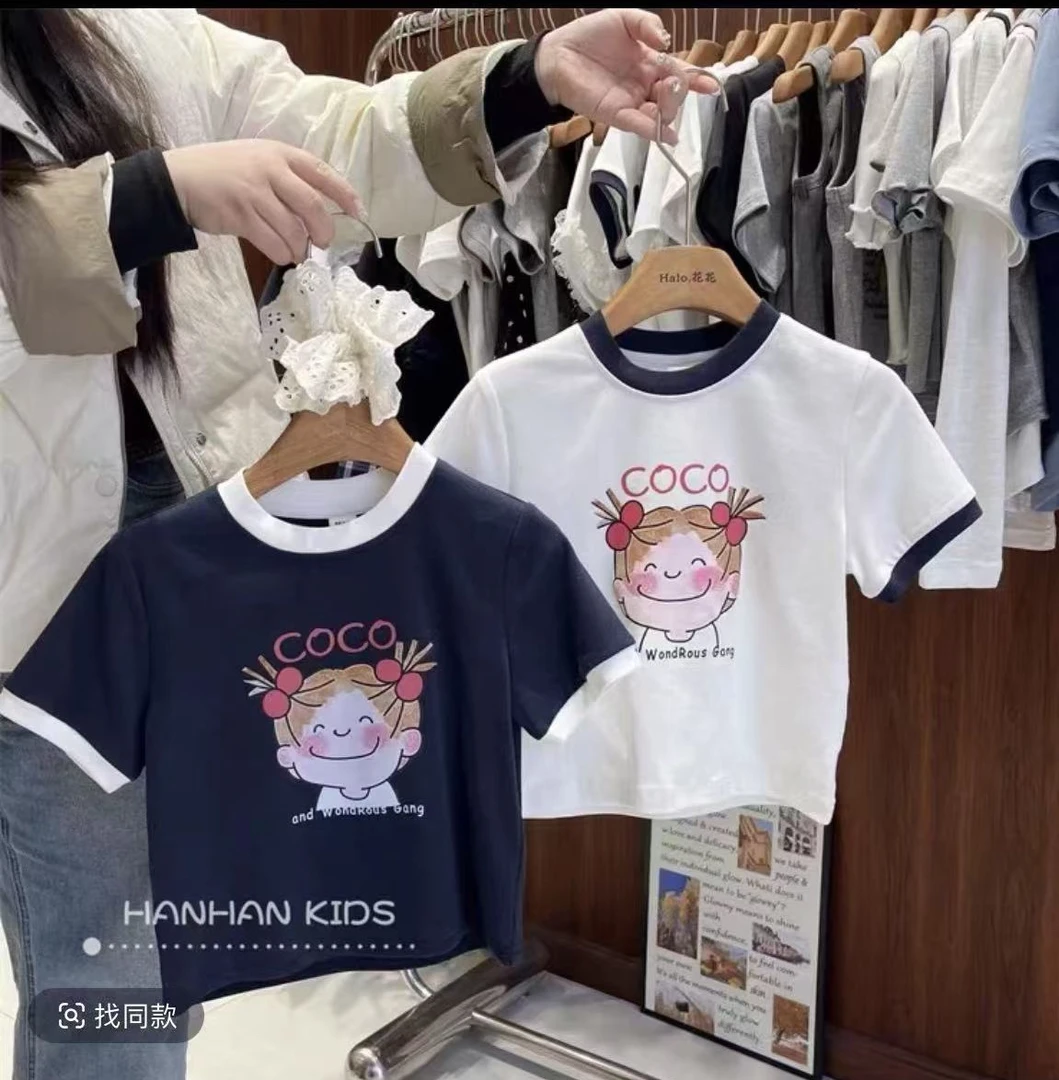 卷毛桃2025夏可爱女孩卡通T儿童宝宝上衣夏季半袖童装