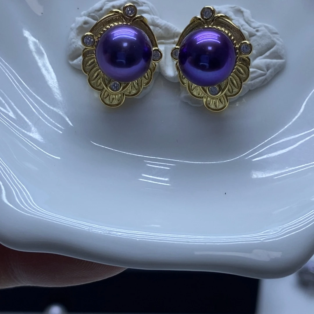 银S925镶嵌耳饰淡水珍珠