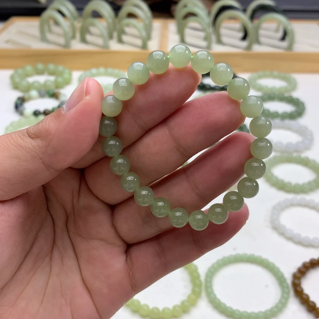 和田玉手串（冰晴水8）未镶嵌