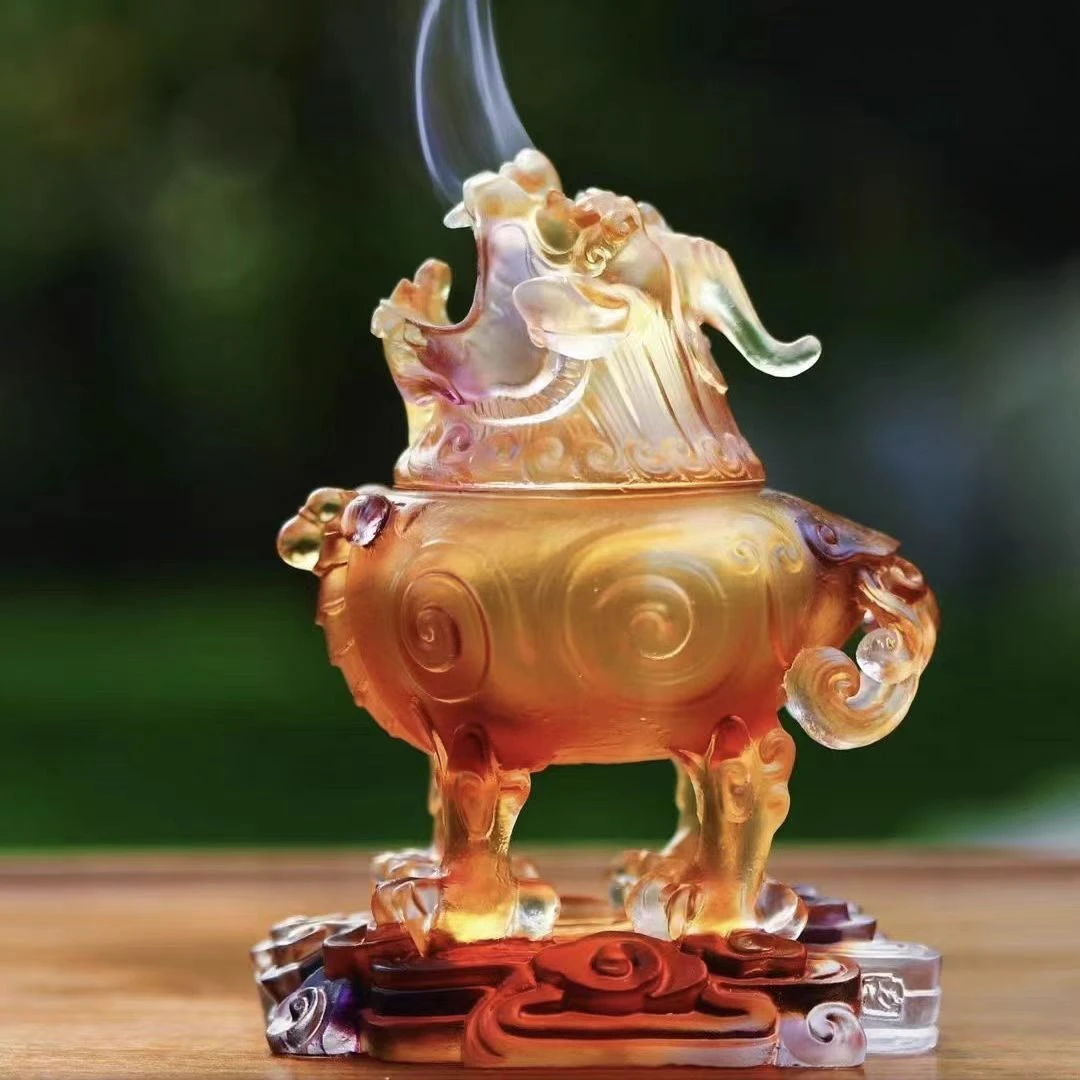 【甪端】古法琉璃 香器盘香篆香炉 高端吉祥茶宠摆件 好友送礼礼品