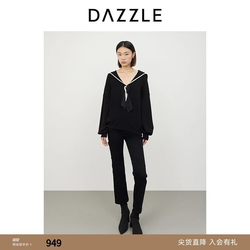 DAZZLE地素毛针织衫装海军风四季针织毛衫长袖2I4E4881A