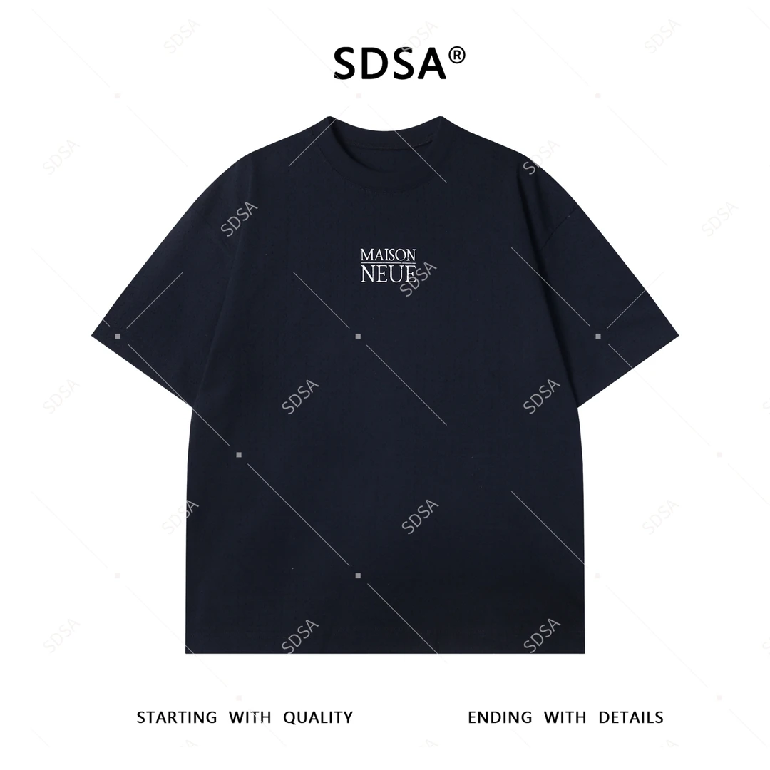 夏季高级感新款男士美式磨破撞色印花字母短袖T恤宽松圆领上衣潮