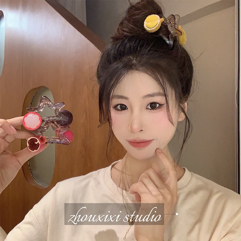 夏日甜美水果发夹女前额可爱五角星抓夹后脑勺鲨鱼夹头饰
