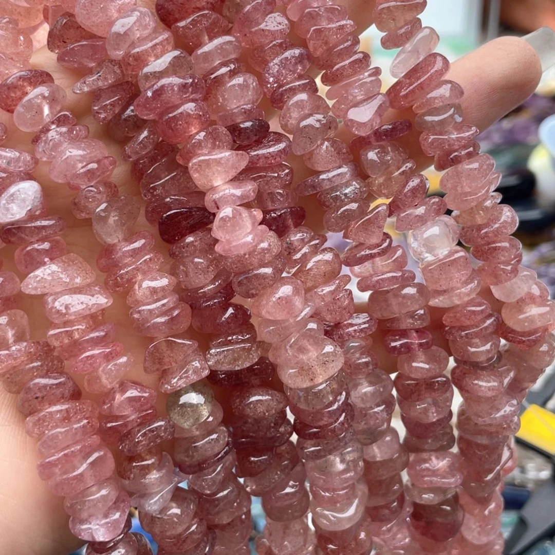 玛瑙/玉髓未镶嵌珠宝半成品一条装卡10鸽血红草莓晶碎石珠