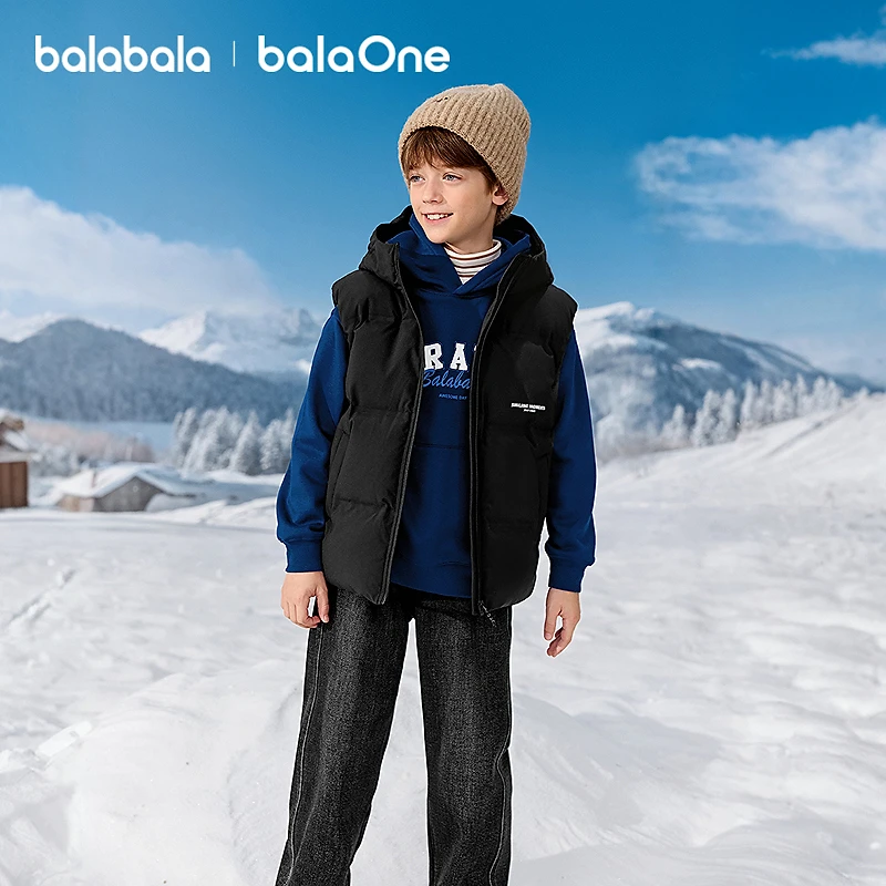 【balaOne】巴拉巴拉儿童羽绒马甲女童男童上衣童装2025冬直充绒