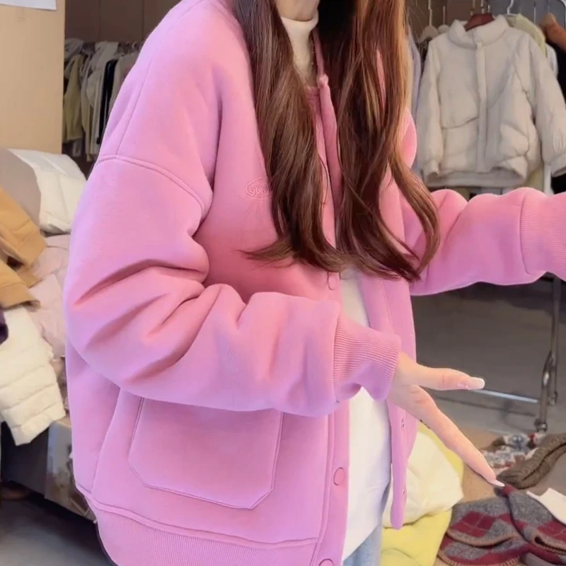 新款加绒加厚定制气质时尚休闲显瘦开衫外套LK2508646