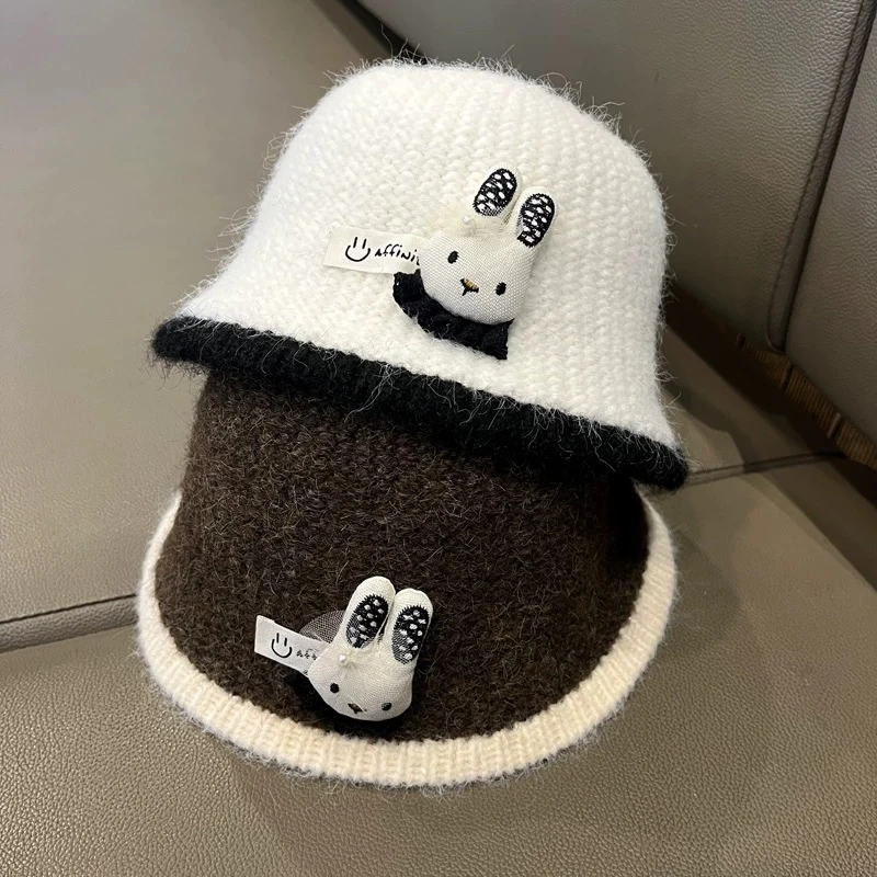 韩版儿童帽子秋冬时尚渔夫帽男童女童休闲百搭宝宝小兔水桶帽冬潮