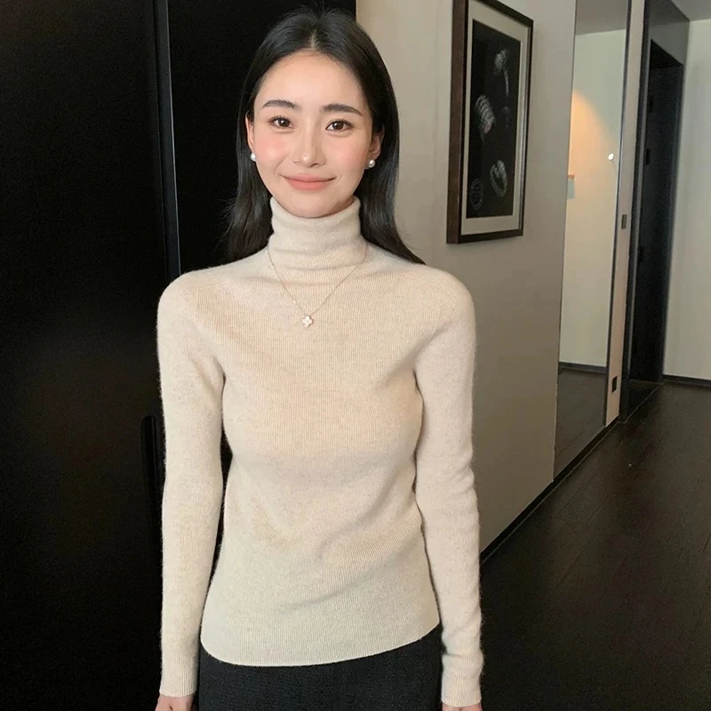 秋冬补贴一线成衣厚款女堆堆高领修身显瘦毛衣上衣内搭针织衫打底